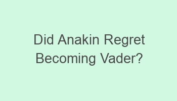 did anakin regret becoming vader 101767