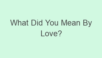 what did you mean by love 102488