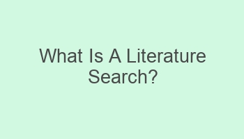 what is a literature search 101517