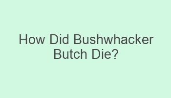 how did bushwhacker butch die 103661