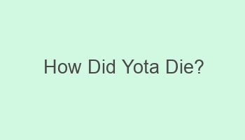 how did yota die 103886