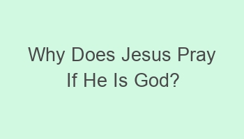 why does jesus pray if he is god 103200