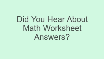 did you hear about math worksheet answers 105201