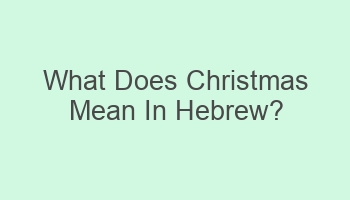 what does christmas mean in hebrew 104517