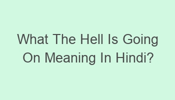 what the hell is going on meaning in hindi 105050