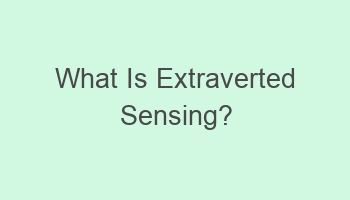 what is extraverted sensing 106791