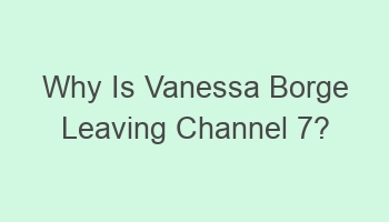 why is vanessa borge leaving channel 7 107505