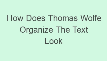 how does thomas wolfe organize the text look homeward angel 109409