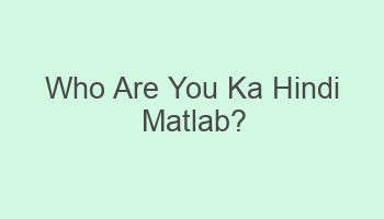 who are you ka hindi matlab 110044